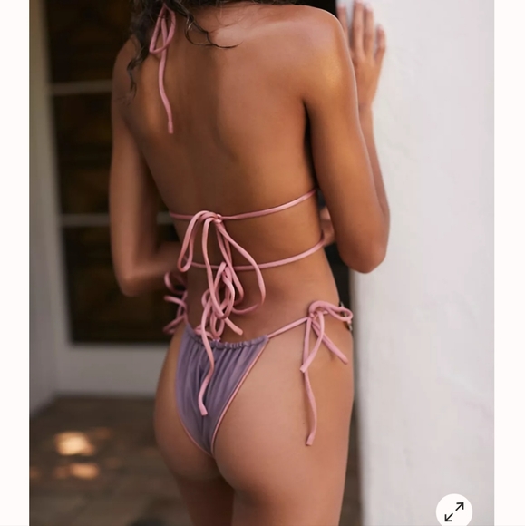 VDM The Label Ziggy Reversible Bikini Bottoms - Metallic/Matte Pink Rose - M - Picture 5 of 16